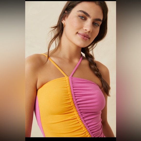 Anthropologie NWT DOLAN Asymmetric Ruched Tank Top - Picture 2 of 5